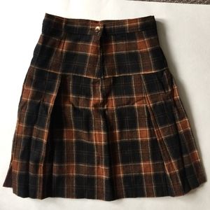 Dark Brown Plaid Mini Skirt